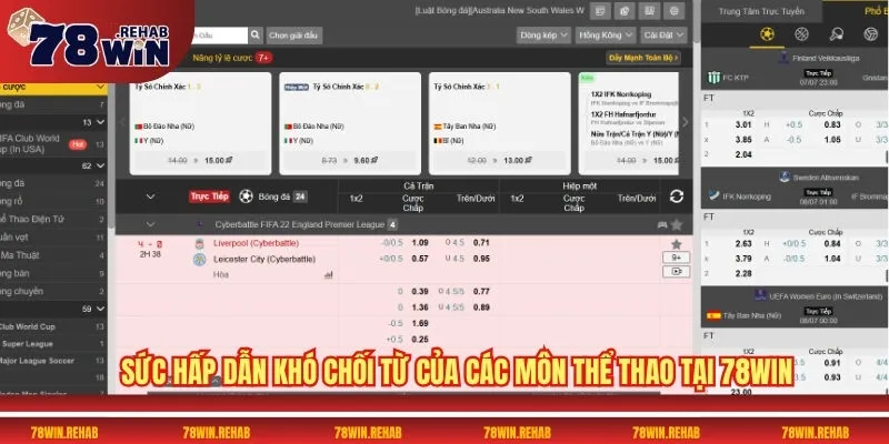 Thể Thao 78WIN - Thống Trị Sân Chơi Với Kèo Châu Âu 2 Sức hấp dẫn khó chối từ của các môn thể thao tại 78WIN